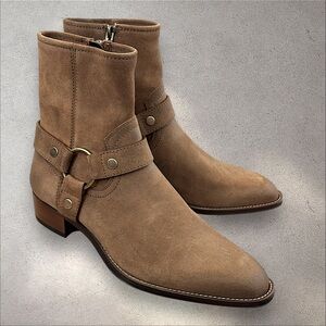 Saint Laurent Wyatt Harness Suede Boots